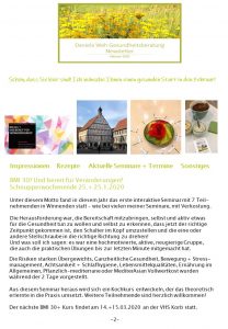 Newsletter Februar 2020 Daniela Weh Gesundheitsberatung