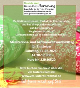 Meditatin-und Achtsamkeitsnachmittag - Daniela Weh Gesundheitsberatung